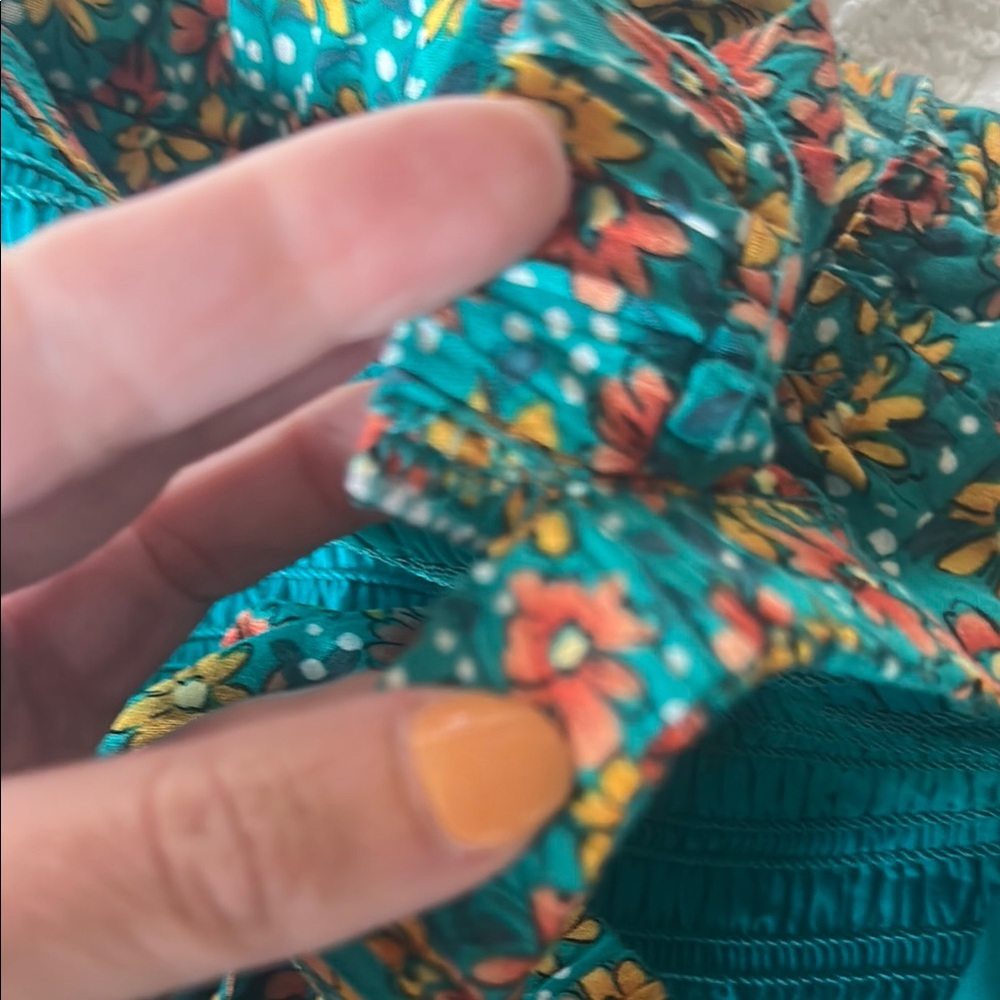 Easel Teal and Yellow Floral Dress - Picture 6 of 7